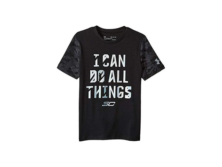 Under Armour Kids Steph Curry 30 Icdat Short Sleeve Tee (big Kids) (black/iridescent Foil) Boy's T Shirt