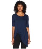 Bcbgeneration Asymmetric Hem Top (dark Navy) Women's Short Sleeve Pullover