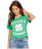 The Original Retro Brand Short Sleeve Rolled Slub Lucky Charm Tee (sprite) Women's T Shirt