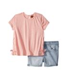 7 For All Mankind Kids Peach Tee And Shorts Set (toddler) (peaches N' Cream) Girl's Active Sets