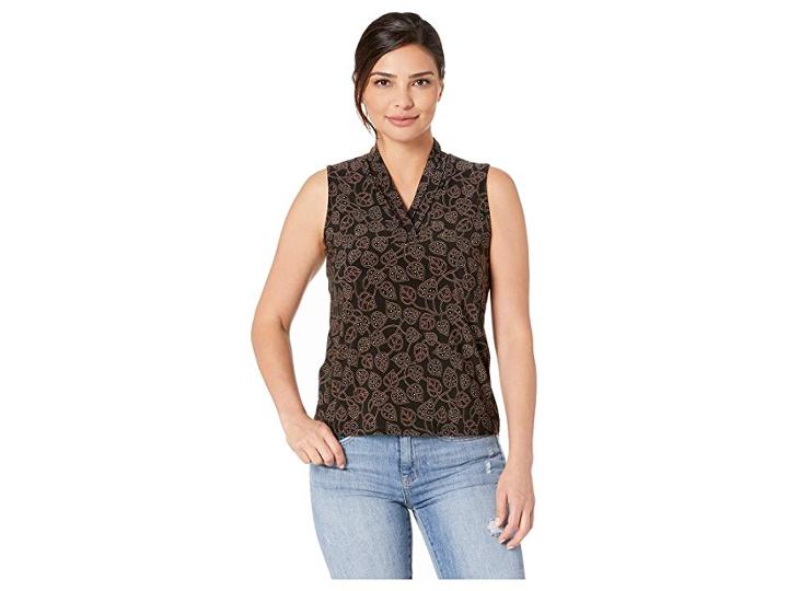 Anne Klein Trieste Triple Pleat (anne Black/havana Combo) Women's Blouse