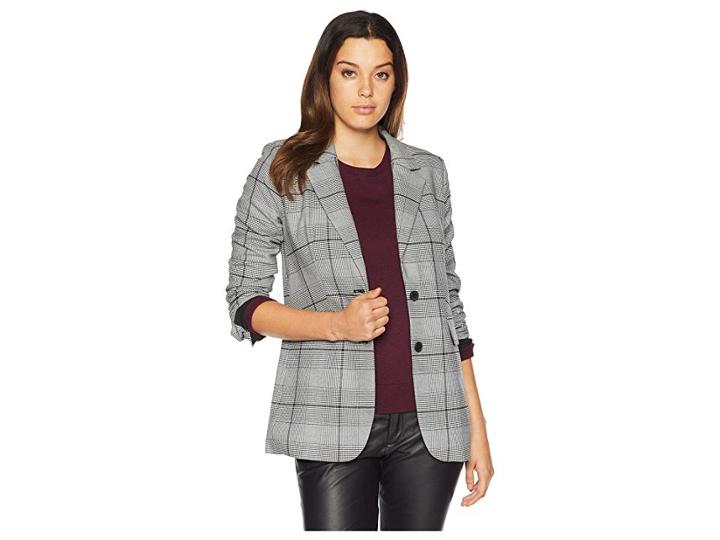 Vince Camuto Notch Collar Bold Glenn Plaid Blazer (rich Black) Women's Jacket