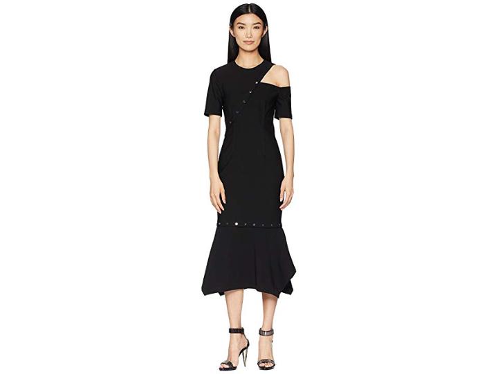 Yigal Azrouel Ms Dress With Cut Out Snap Detail, Removable Hem (jet) Women's Dress