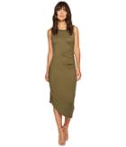 Calvin Klein Sleeveless Side Ruched Dress (olive) Women's Dress
