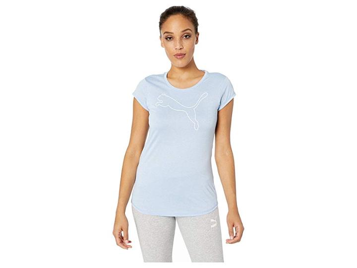 Puma Active Logo Heather Tee (cerulean Heather) Women's Clothing