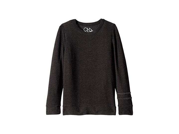 Chaser Kids Super Soft Long Sleeve Striped Sleeve Crew Neck Pullover (little Kids/big Kids) (black) Boy's Long Sleeve Pullover