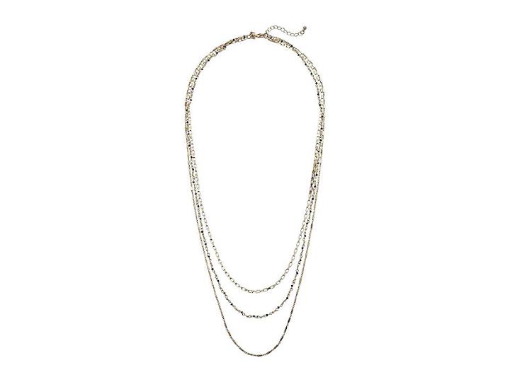 Rebecca Minkoff Multi Strand Necklace With Beading (gold/navy Multi) Necklace