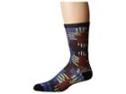 Smartwool Wave Geo Print Crew (bright Blue) Men's Crew Cut Socks Shoes