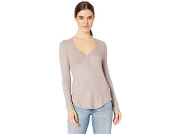 Chaser Thermal Snap Front Shirttail Henley (heliotrope) Women's Long Sleeve Pullover