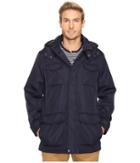 Perry Ellis Poly Zip Front With Snap Placket Removable Hood (navy) Men's Coat