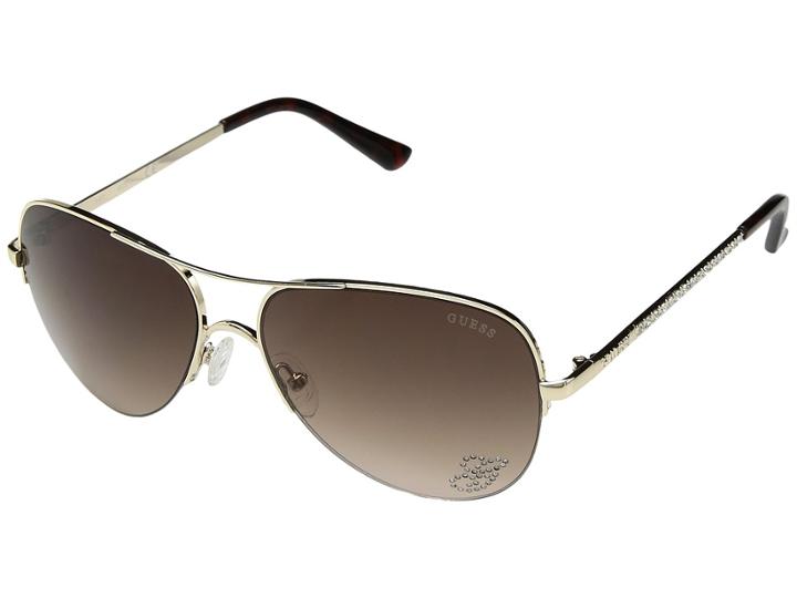 Guess Gf6058 (shiny Gold/brown Gradient Lens) Fashion Sunglasses