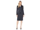 Le Suit Tonal Herringbone Three-button Jacket Skirtsuit (navy) Women's Suits Sets