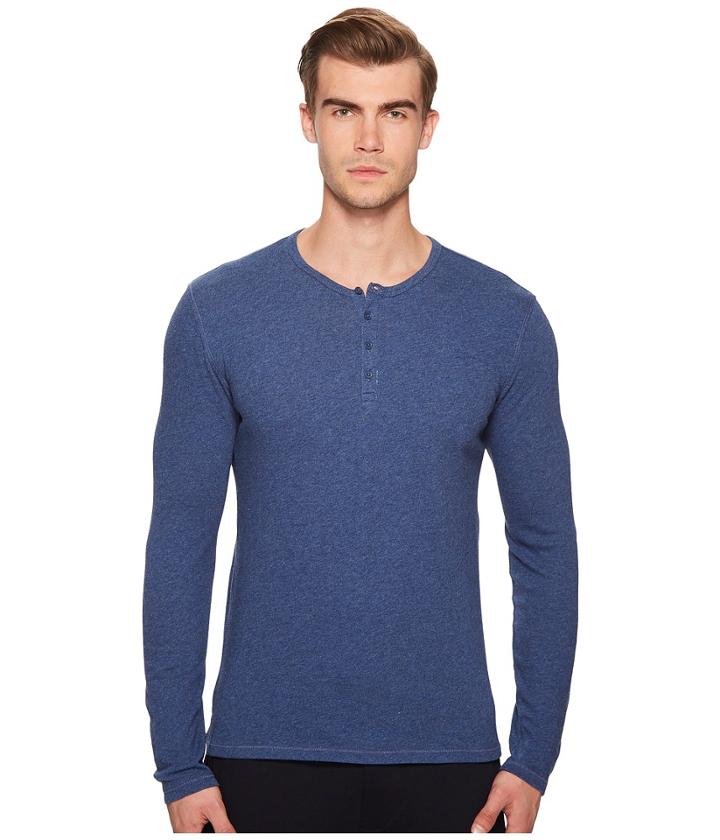 Vince Raw Edge Henley (heather Lake) Men's Clothing