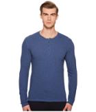 Vince Raw Edge Henley (heather Lake) Men's Clothing