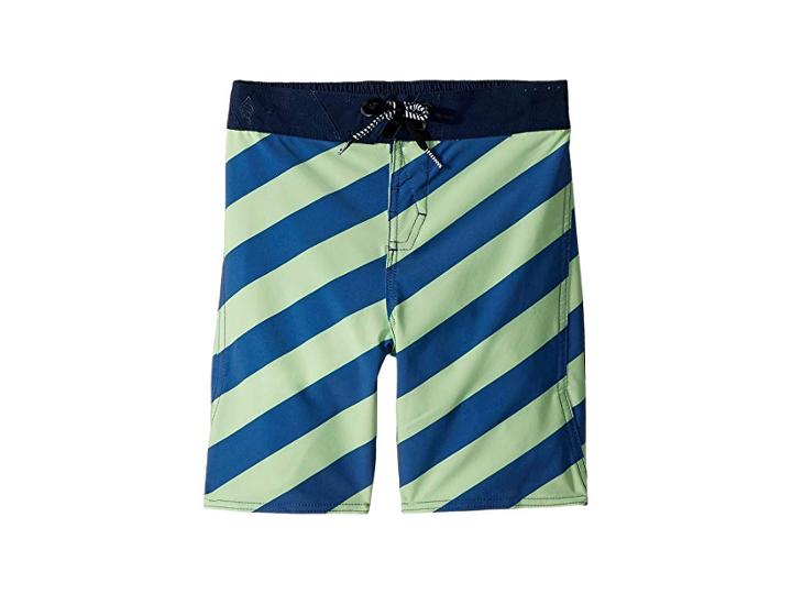 Volcom Kids Stripey Elastic Boardshorts (toddler/little Kids) (strobe Green) Boy's Swimwear