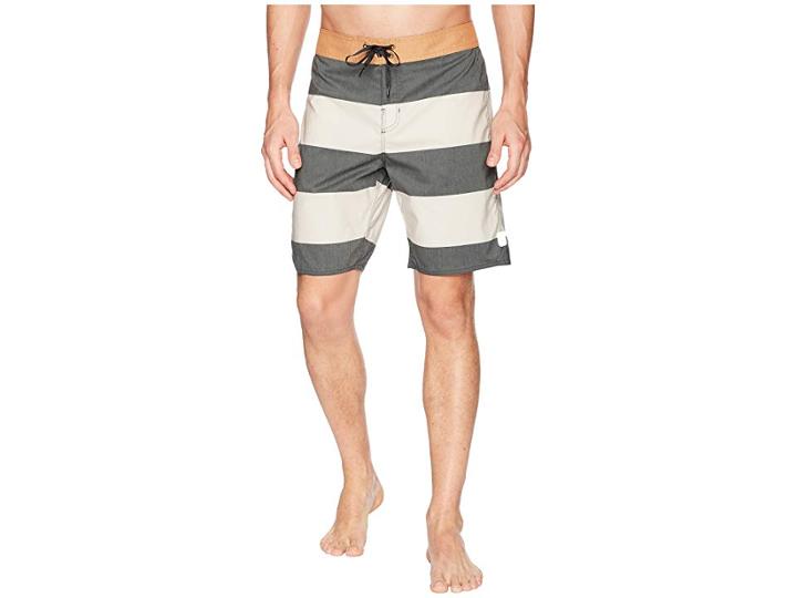 Brixton Barge Stripe Trunk (washed Black/bone) Men's Swimwear
