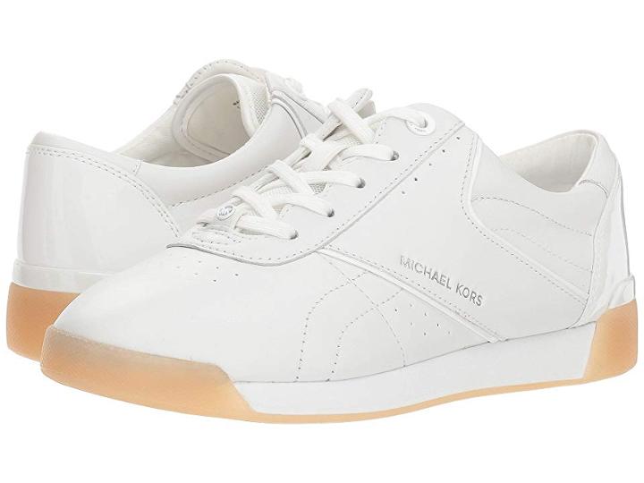 Michael Michael Kors Addie Lace-up (optic White Nappa/patent/small Air Mesh) Women's Shoes