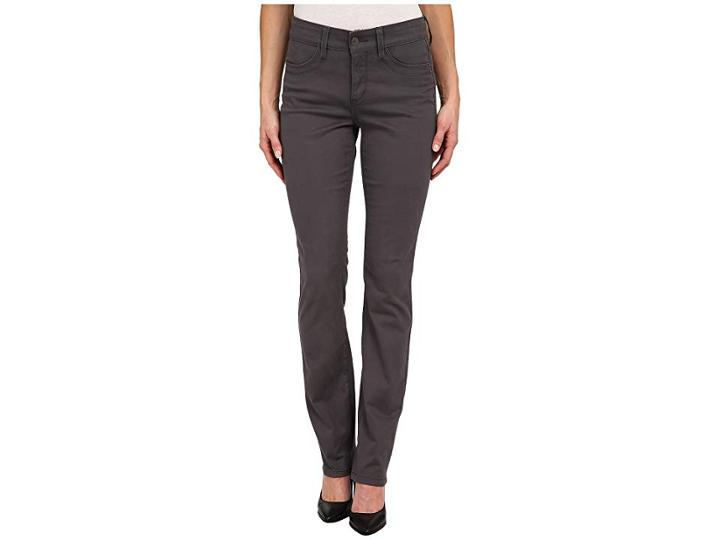 Nydj Samantha Slim Peached Sateen (dark Graphite) Women's Casual Pants