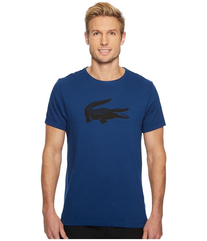 Lacoste Sport Oversize Croc Tech Jersey Tennis T-shirt (marino/black) Men's Short Sleeve Pullover