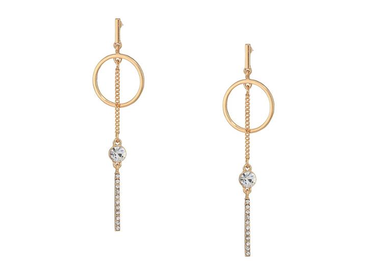 Guess Mis-matched Linear Earrings With Rings (gold/crystal) Earring