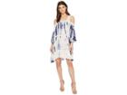 American Rose Hannah Cold Shoulder Dress With Lace Detail (white/navy) Women's Dress