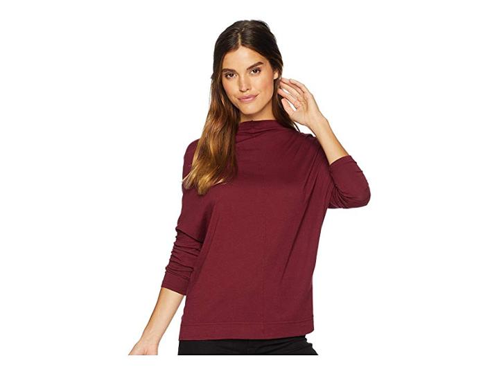 Michael Stars Ultra Jersey Long Sleeve Open Neck Dolman (pinot) Women's Clothing