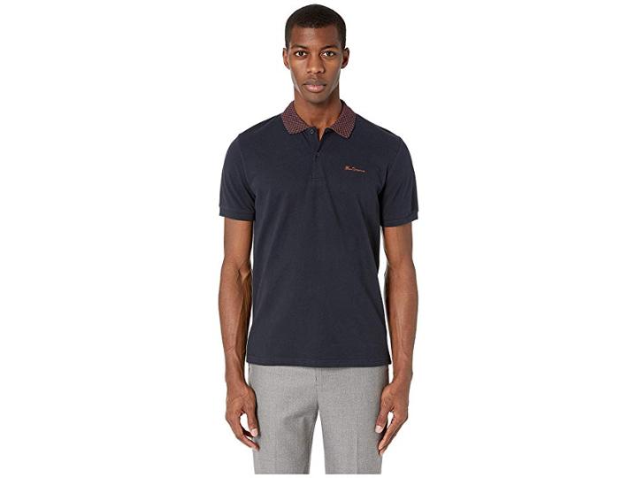Ben Sherman Checkerboard Collar Polo (midnight) Men's Clothing
