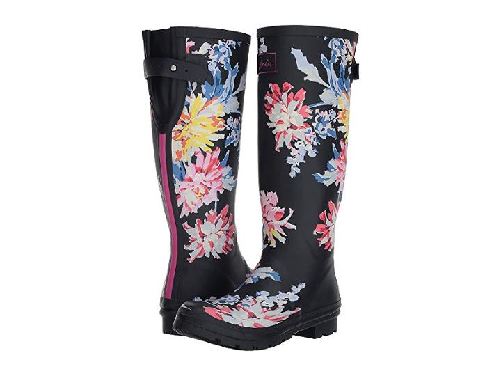 Joules Tall Welly Print (navy Whitstable Floral Rubber) Women's Rain Boots