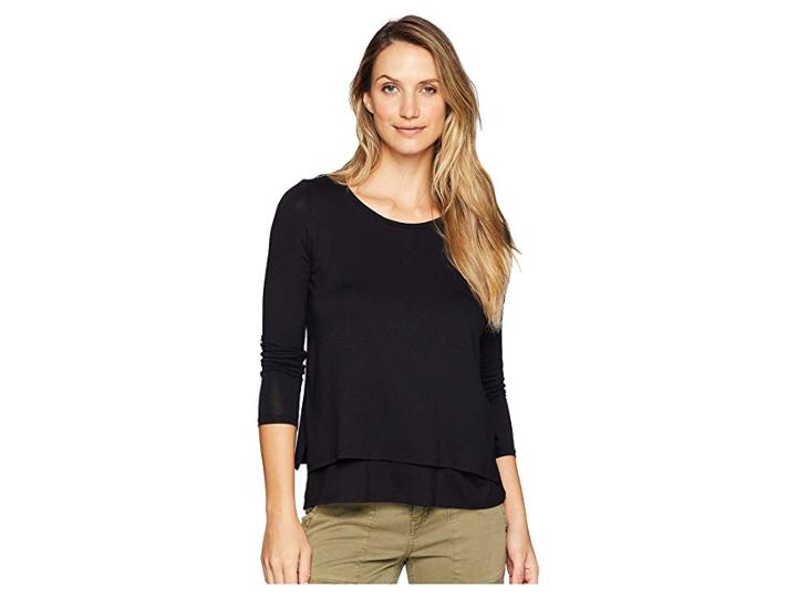 Elliott Lauren Scoop Neck Double Layer Top (black) Women's Clothing
