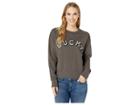 Lucky Brand Logo Applique Sweatshirt (black Mountain) Women's Sweatshirt