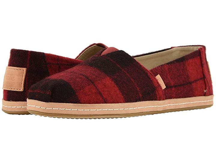 Toms Alpargata (red Felt Plaid) Women's Shoes