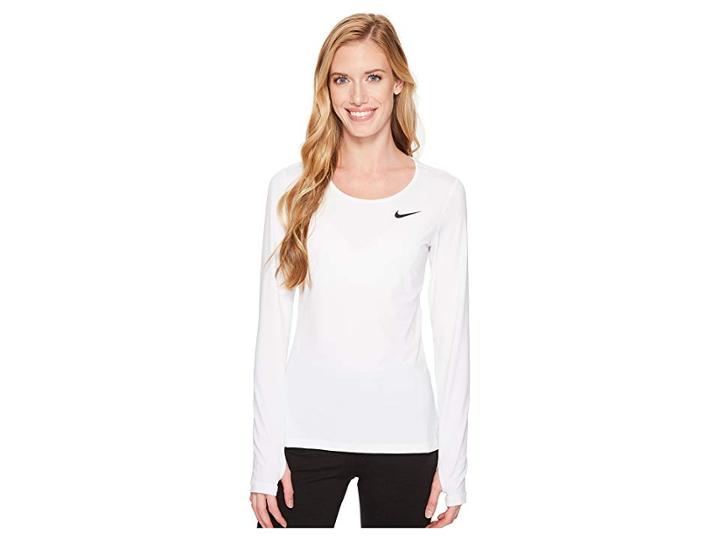 Nike Pro Mesh Long Sleeve Training Top (white/black) Women's Long Sleeve Pullover