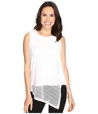 Calvin Klein Sleeveless Sheer Stripe Top (soft White) Women's Sleeveless