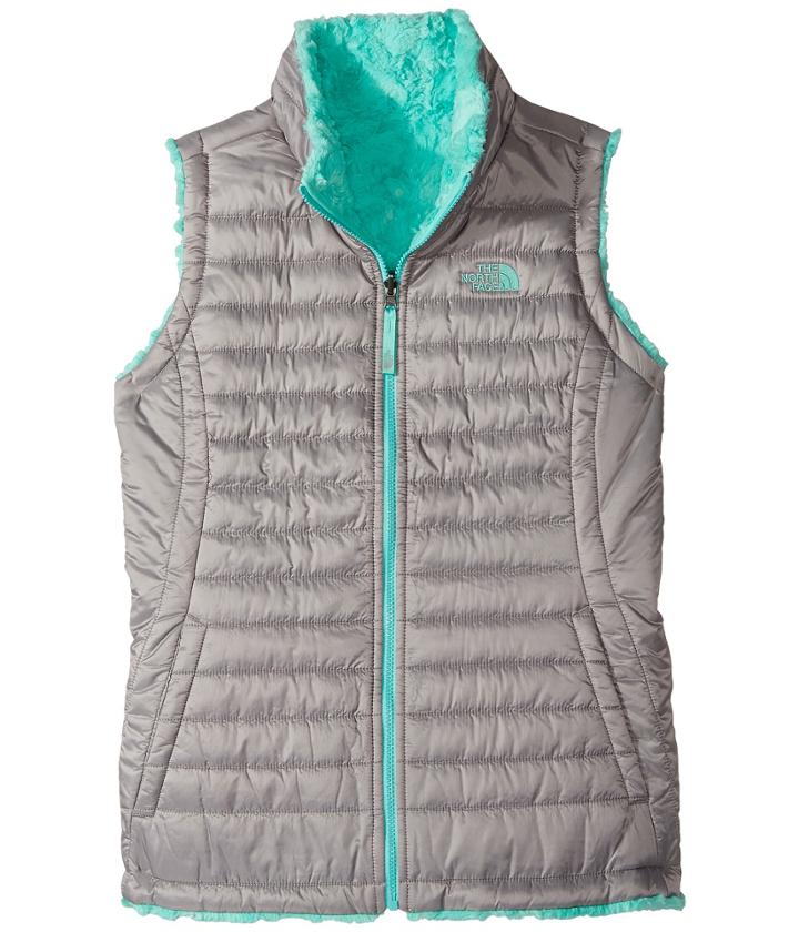 The North Face Kids Reversible Mossbud Swirl Vest (little Kids/big Kids) (metallic Silver/bermuda Green (prior Season)) Girl's Vest