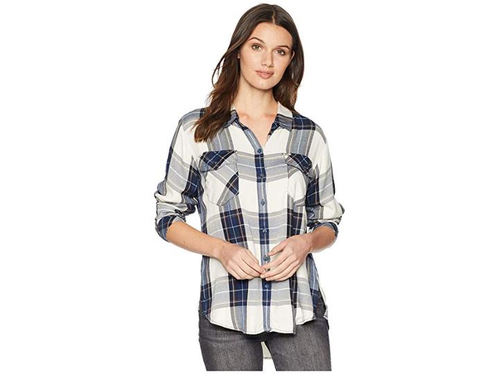 Sanctuary Boyfriend For Life Shirt (human Nature Plaid) Women's Clothing