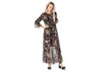 Eci 3/4 Sleeve Floral Smocked Bodice Maxi Dress (black/multi) Women's Dress