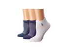 Lauren Ralph Lauren Flat Knit Low Cut 3-pack W/ Tab And Honeycomb Mesh (denim Heather) Women's Low Cut Socks Shoes