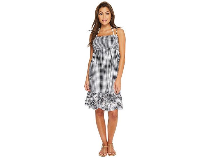 Tory Burch Swimwear Gingham Beach Dress Cover-up (tory Navy/white) Women's Swimwear
