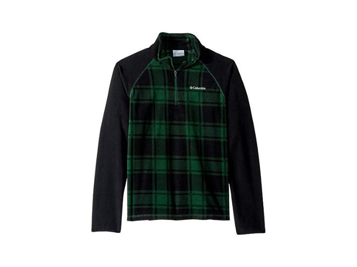 Columbia Kids Glacialtm Iii Fleece Printed 1/2 Zip (little Kids/big Kids) (forest Check/black) Boy's Fleece