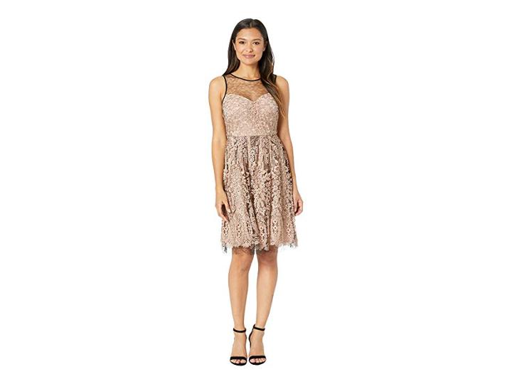 Taylor Embroidred Mesh Sleeveless Cocktail Dress (blush/black) Women's Dress
