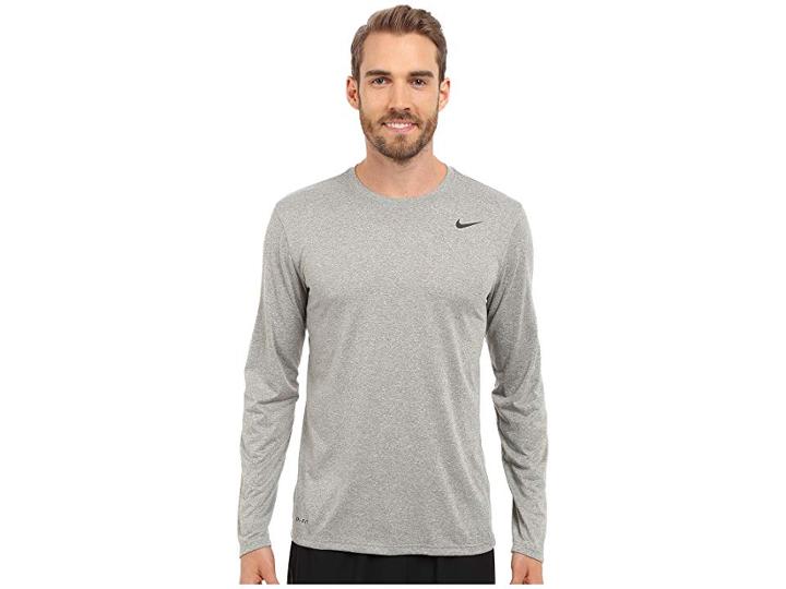 Nike Legend 2.0 Long Sleeve Tee (dark Grey Heather/black/black) Men's T Shirt