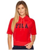 Fila Ariana Short Sleeve Hoodie (red/navy) Women's Sweatshirt