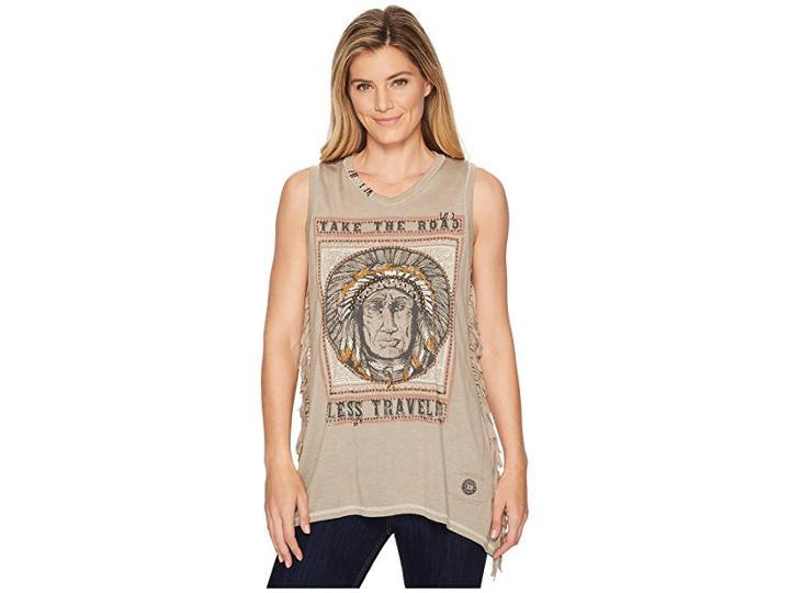 Double D Ranchwear Road Less Traveled Tank Top (double Platinum) Women's Sleeveless