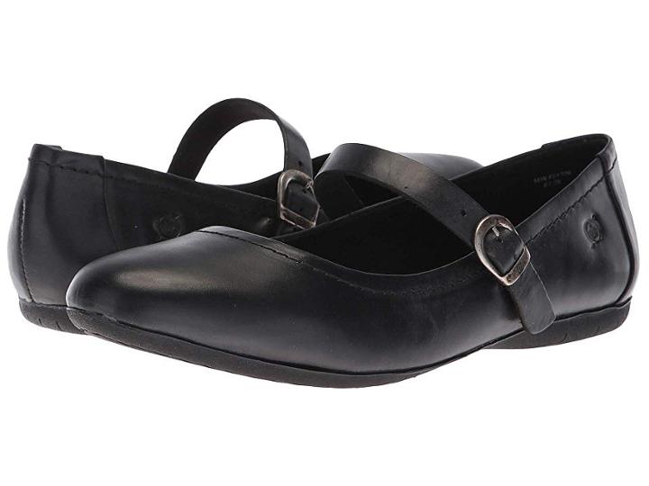 Born Maree (black Leather) Women's Hook And Loop Shoes