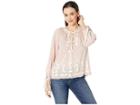 Lucky Brand Embroidered Peasant Top (blush) Women's Blouse