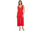 Catherine Catherine Malandrino Luna V-neck Straight Leg Sleeveless Jumpsuit With Grommet Detail (lipstick Red) Women's Jumpsuit & Rompers One Piece