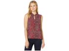 Tommy Hilfiger Paisley Knot Neck Keyhole Sleeveless Knit (scarlet Multi) Women's Blouse