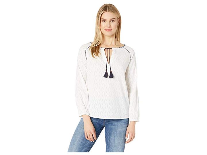 U.s. Polo Assn. Printed Peasant Blouse (ivory) Women's Clothing