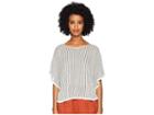 Eileen Fisher Organic Linen Tencel Jewel Neck Short Sleeve Top (bone/black) Women's Clothing