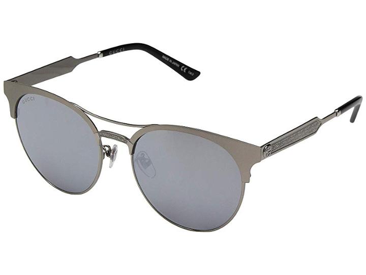 Gucci Gg0075sk (ruthenium/ruthenium Silver) Fashion Sunglasses